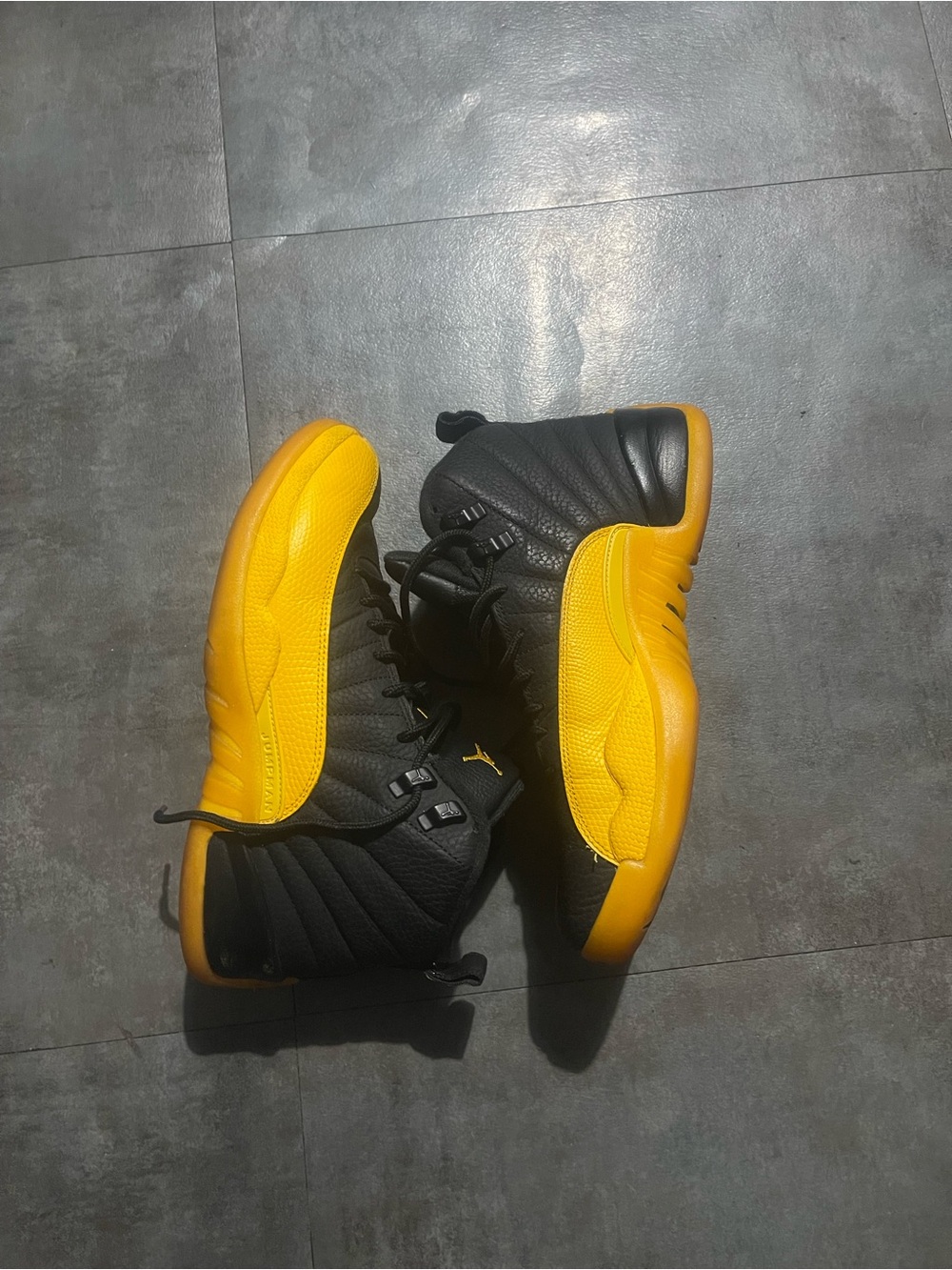 Jordan Air Jordan 12 Black Yellow High Top Basketball Sneaker